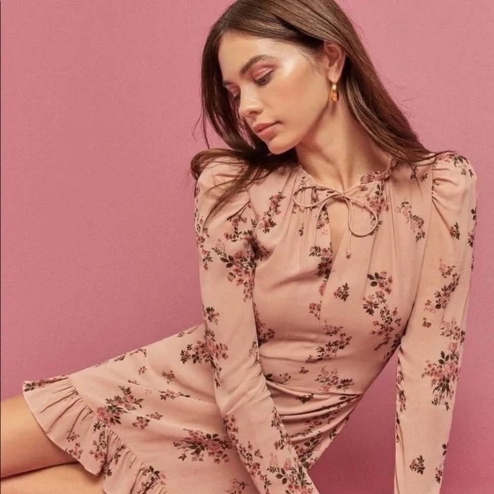 Reformation Marcy Floral Pink Dress 2